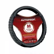 Оплетка руля AUTOPROFI AP- 470 BK(М) кожа, 2 вставки "гармошка" /черный/