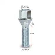 Болт M12X1.25X33 конус 17 ключ