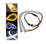 Огни дневные ходовые, гибкие трубчатые 12V,DRL LED 30см двухцветные бело-желтые (компл. 2шт)