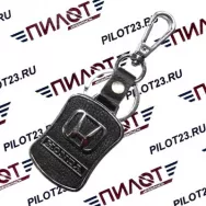 Брелок BR-41 (AE1050) черная кожа+металл, с карабином и эмблемой "HONDA"