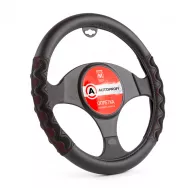 Оплётка руля AUTOPROFI AP-1948 BK/GY(M) экокожа, 2 объемные вставки под хват /черный+серый/
