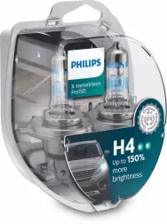 Лампы галогенные PHILIPS H4 12V-60/55W 12342XVPS2 (P43t) X-treme Vision Pro150 (компл. 2шт)
