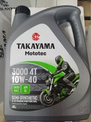 Масло моторное полусинтетическое TAKAYAMA MOTOTEC 3000 4T SAE 10W-40 API SL JASO MA-2 4 л (Пластик)