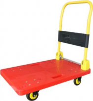 Ручная платформенная тележка пластик WH-1-200(Y) 200kgs склад.ручка с колесами 4*PVC желт/красн