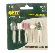 Шарошки абраз. для фигурн. отверстий по металлу FIT 36465(мал.) 5шт