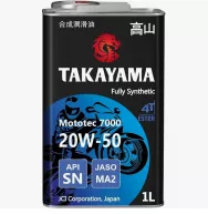 TAKAYAMA Масло моторное Mototec 7000 4T SN/MA-2 20W-50 1л металл
