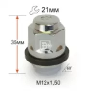 Гайка M12X1,50Х35 конус с выступом 21 ключ для а/м HYUNDAI пластик поясок 