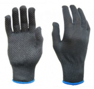 Перчатки трикотажные нейлоновые тонкие с ПВХ точкой(сер,син,черн)