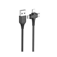 Кабель HOCO X77 3 в1 (Apple+Micro+Type-C) /черный/