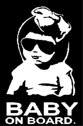 Наклейка "Baby on board (черные очки, девочка)" 150*200 мм /плоттер/ /47-031/ (черный)