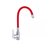 Смеситель для кухни VALFEX гибкий силиконовый излив, латунь Estreya Chrome Red