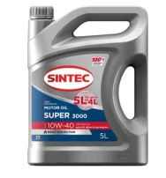 Масло моторное полусинтетическое SINTEC SUPER 3000 SAE 10w40 API SG/CD (5л). (Акция 5л по цене 4л)