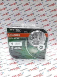 Лампы галогенные Osram EUROBOX H4 12V 60/55W 64193ULT-HCB P43t ULTRA LIFE (компл. 2шт)