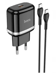 Сетевое зарядное устройство HOCO N24 выход Type-C 3A+кабель Type-C /черный/