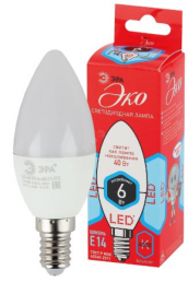 ECO LED B35-6W-840-E14 ЭРА диод, свеча, 6Вт, нейтр, E14