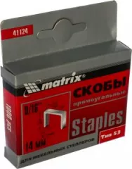 Скобы 14 мм, для мебельного степлера, тип 53, 1000 шт.// Matrix 41124