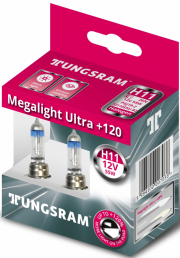 Лампа галогенная TUNGSRAM H11 12V-55W 53110SNU B2 (PGJ19-2) Megalight Ultra +120 (2шт.) к.уп.