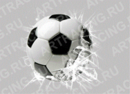 Наклейка 3D "Разбитое стекло (футбольный мяч)" D 75мм, 160*220мм /62-005/