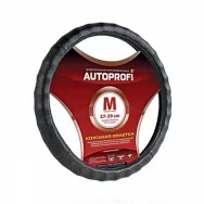 Оплётка руля AUTOPROFI AP- 396 BK(L) кожа, перфорированная, ребристая /черный/
