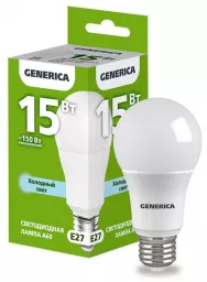Лампа светодиодная GENERICA LED A60 груша 15Вт 230В 6500К E27