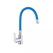 Смеситель для кухни VALFEX гибкий силиконовый излив, латунь Estreya Chrome Blue