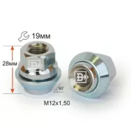 Гайка открытая M12X1,50Х28 конус 19 ключ с вращением 