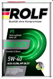 Масло моторное полусинтетическое ROLF Energy 5W40 A3/B4 SN/CF ж/б Акция 4л=3л
