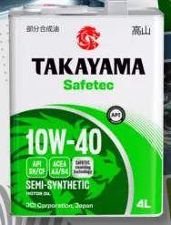 Масло моторное полусинтетическое TAKAYAMA Safetec SAE 10W40 SN/CF A3/B4 4л.