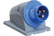 Вилка стационарная IEK MAGNUM ССИ-513 16А-6ч/200-250В 2Р/РЕ IP44, синяя, серая
