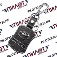Брелок BR-41 (AE1050) черная кожа+металл, с карабином и эмблемой "TOYOTA"