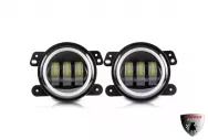 Фары противотуманные G0059 со светодиодным ободком 12/24V-20.5W 97*97*80мм (компл. 2шт)