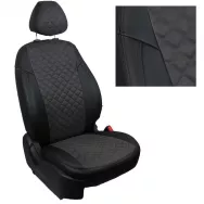 А/м чехлы Toyota Camry (XV50/55) 2011-2018 Sd Алькантара Ромб (черный/темно-серый)