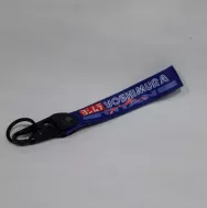 Брелок (ткань/кожа) "ПЕТЛЯ" с карабином и кольцом с надписью YOSHIMURA Blue