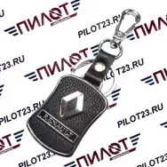 Брелок BR-41 (AE1050) черная кожа+металл, с карабином и эмблемой "RENAULT"