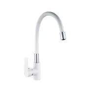 Смеситель для кухни VALFEX гибкий силиконовый излив, латунь Estreya White