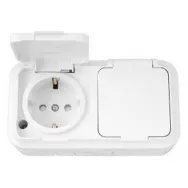 Розетка 2-я с з/к с крыш. белый 16A IP54 BYLECTRICA ПРАЛЕСКА наружная РА16-303