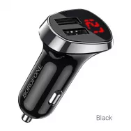 Адаптер BOROFONE BZ15 2USB с вольтметром /черный/
