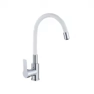 Смеситель для кухни VALFEX гибкий силиконовый излив, латунь Estreya Chrome White