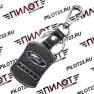 Брелок BR-41 (AE1050) черная кожа+металл, с карабином и эмблемой "FORD"