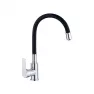 Смеситель для кухни VALFEX гибкий силиконовый излив, латунь Estreya Chrome Black