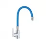 Смеситель для кухни VALFEX гибкий силиконовый излив, латунь Estreya Chrome Blue
