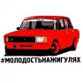 Наклейка с надписью "Молодость на Жигулях" для а/м Жигули 9,5*12см 