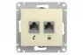 Розетка GLOSSA 2 гнезда/ТФ RJ11 RJ45 механизм, бежевая