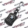 Брелок BR-41 (AE1050) черная кожа+металл, с карабином и эмблемой "BMW"