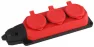 Колодка каучуковая с/з 3гн 16A IP44 красная K-3e-RED-IP44 ЭРА