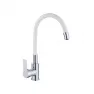 Смеситель для кухни VALFEX гибкий силиконовый излив, латунь Estreya Chrome White